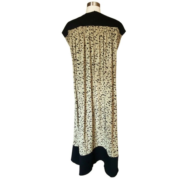 PROENZA SCHOULER Cape Dress Inky Leopard Print Short Sleeve Combo Black Tan 4 - Picture 7 of 12